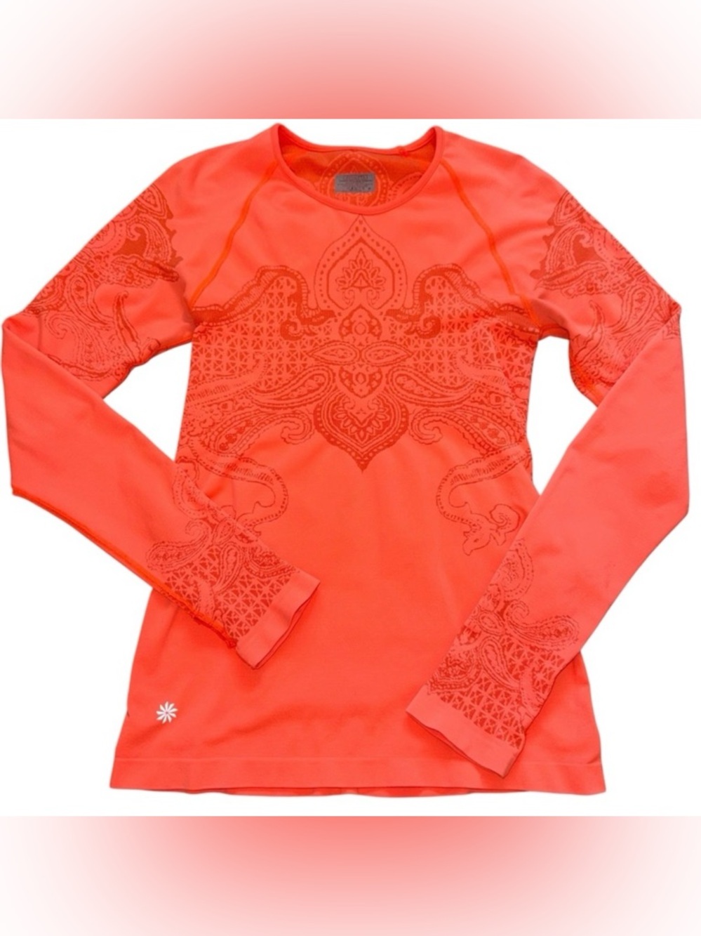 Athleta Orange Long Sleeve Top Medium Athletic Yoga Running Shirt Stretch